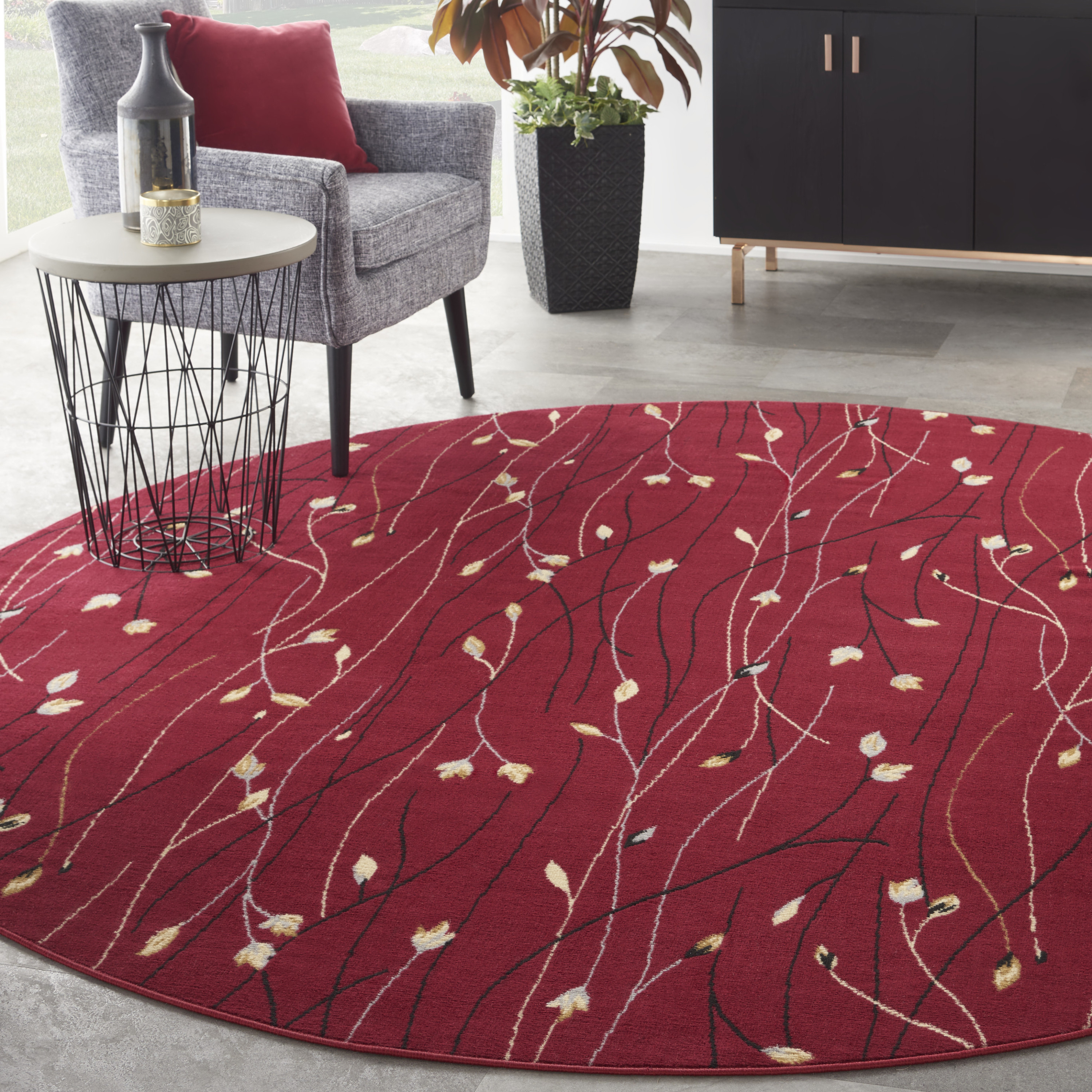 Nourison Grafix 8' x Round Red Contemporary Indoor Rug