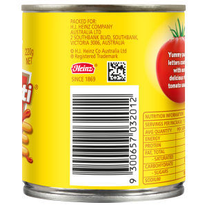  Heinz® Alphaghetti® Pasta Letters in Tomato Sauce 220g 