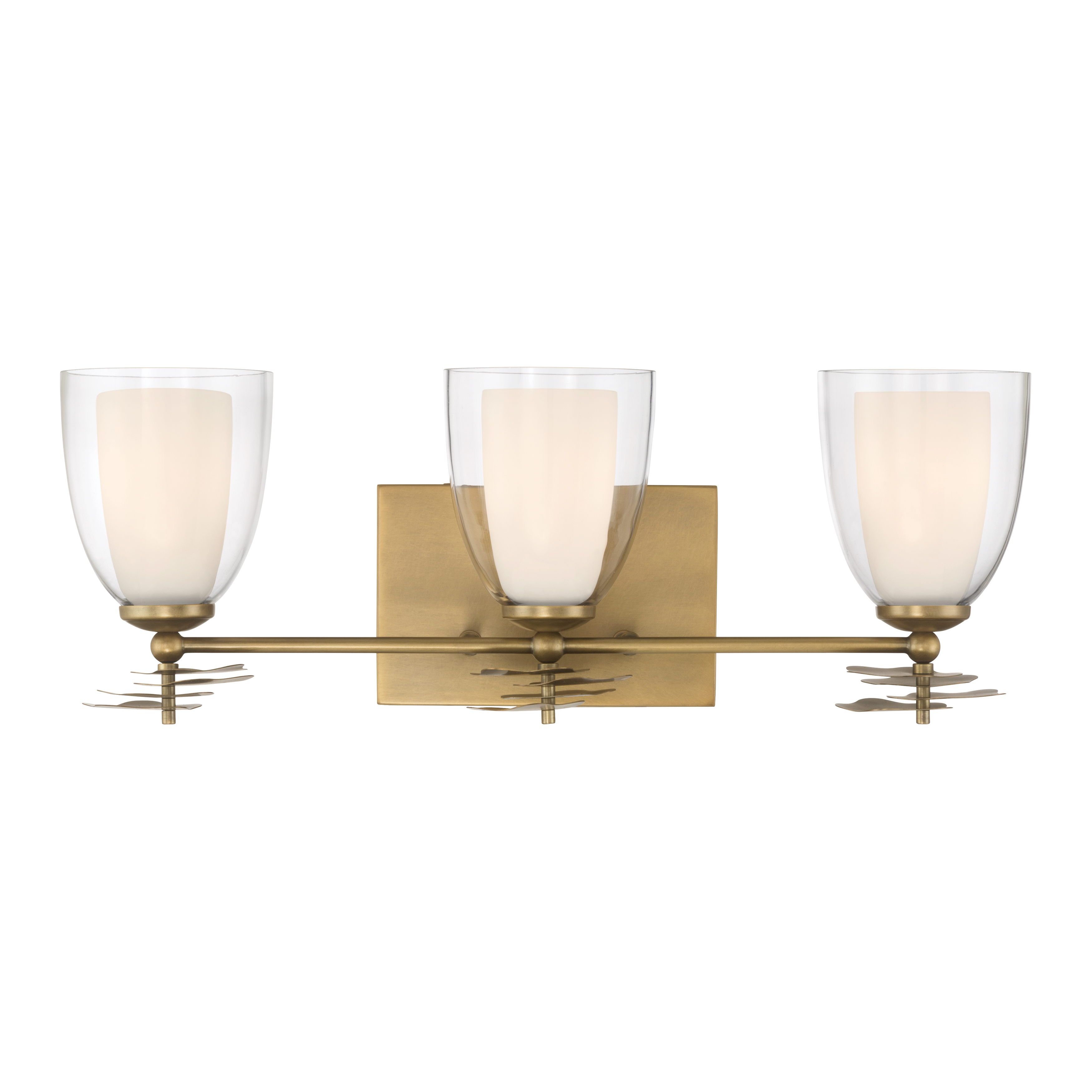 3-Light Vanity - Legacy Brass and Clear with Opal White Glass - alternate view