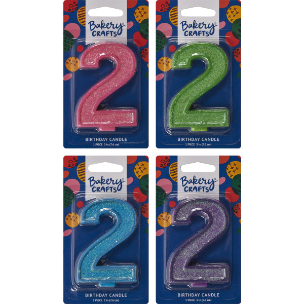 2 Glitter Numeral Candles
