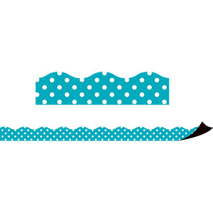 Teal Polka Dots Magnetic Border, 24 Feet
