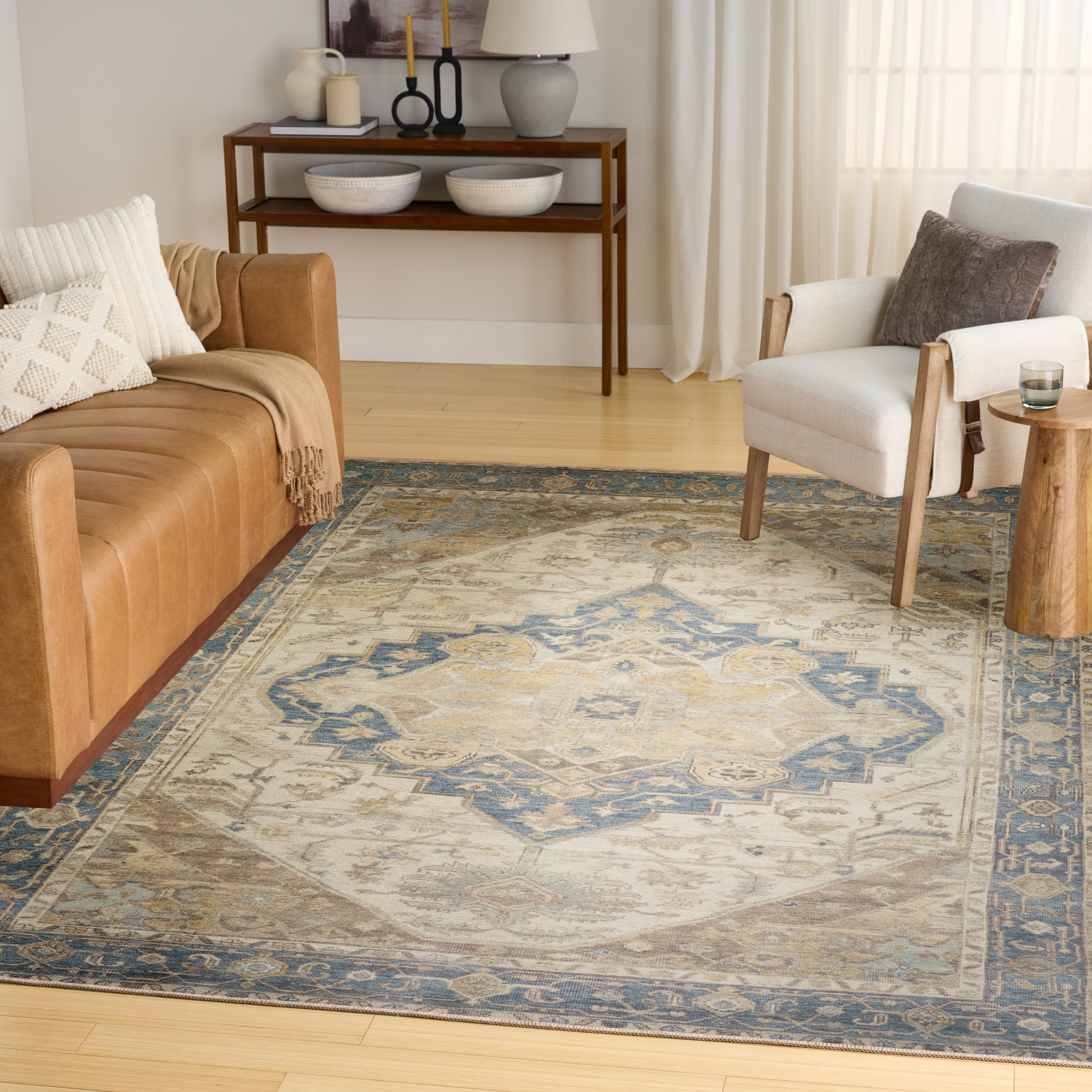 Nourison Vintage Washables 7'10" x 9'10" Blue Green Vintage Indoor Rug