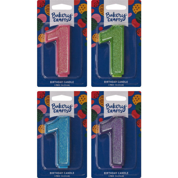 1 Glitter Numeral Candles