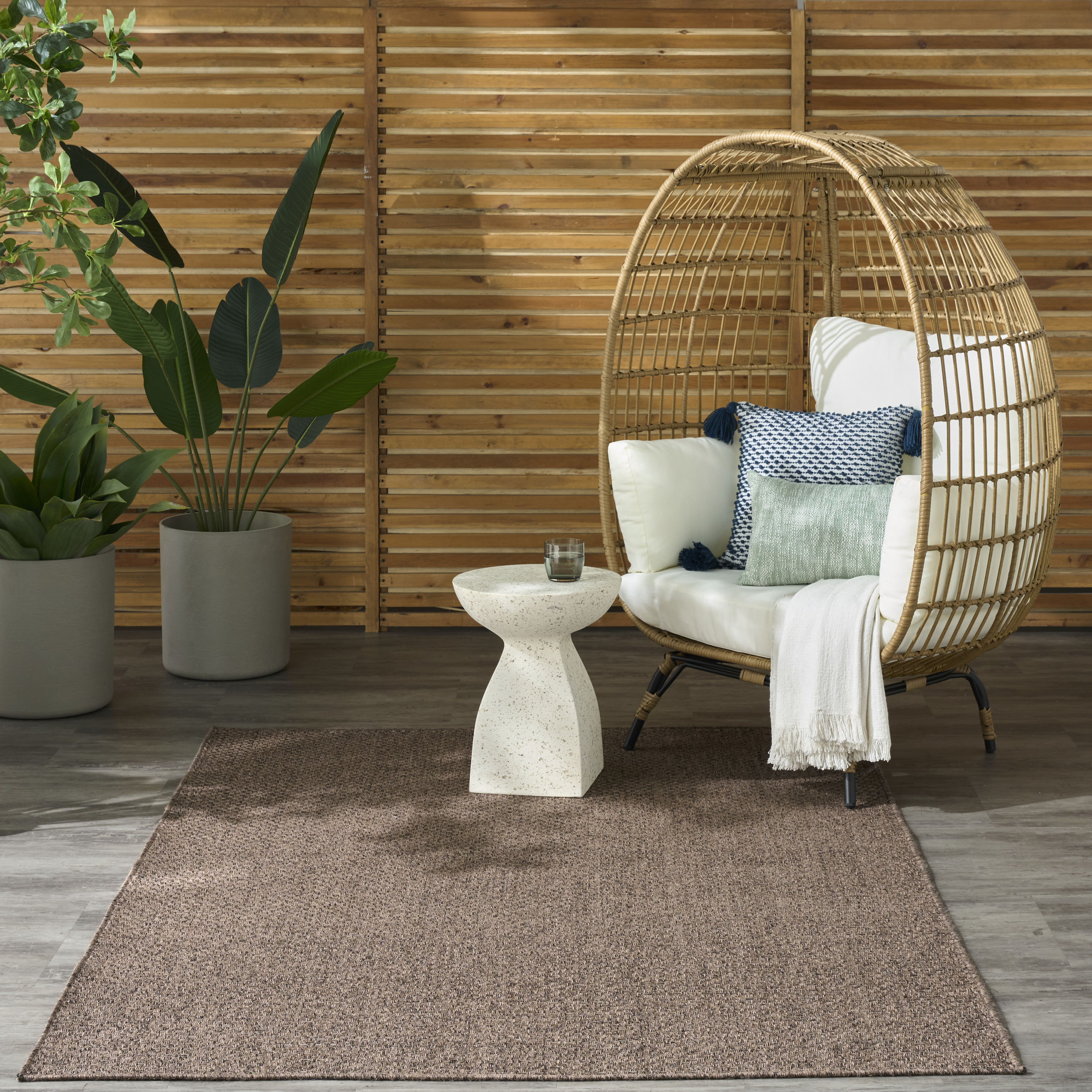 Nourison Tulum 5'3" x 7' Brown Outdoor Rug