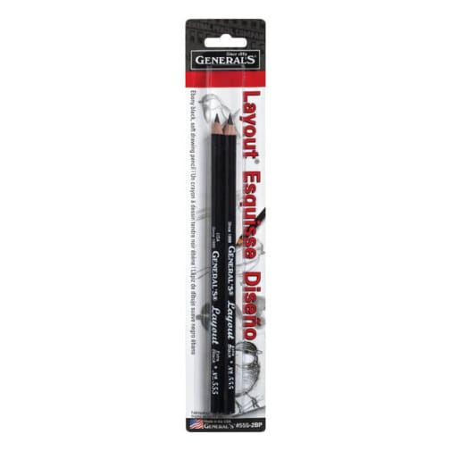 Layout Round Black Finish Graphite Drawing Pencils (2 per blistercard)