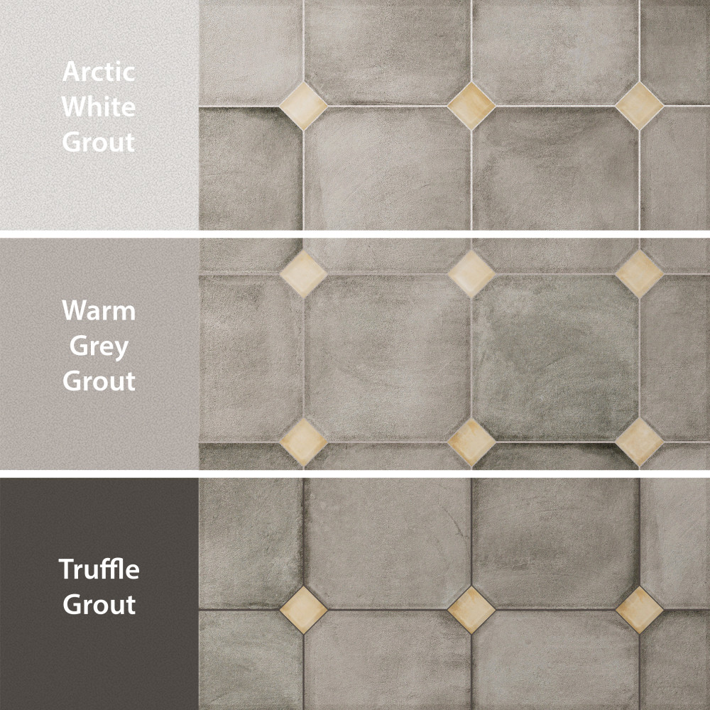 Laverton Octagon Grafito with Taco Beige 7-7/8 in. x 7-7/8 in. Porcelain Floor and Wall Tile