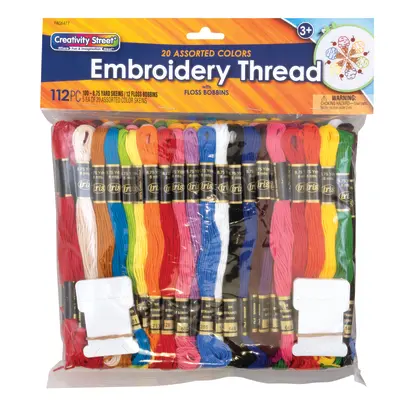 Creativity Street Embroidery Thread, 20 Assorted Colors, 8.75 Yards per Skein, 100 Skeins + 12 Floss Bobbins