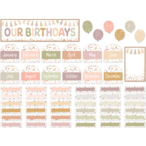 Terrazzo Tones Our Birthdays Mini Bulletin Board Set, 56 Pieces