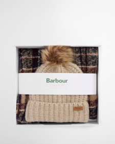 Saltburn Beanie & Tartan Scarf Gift Set Gardenia Tartan