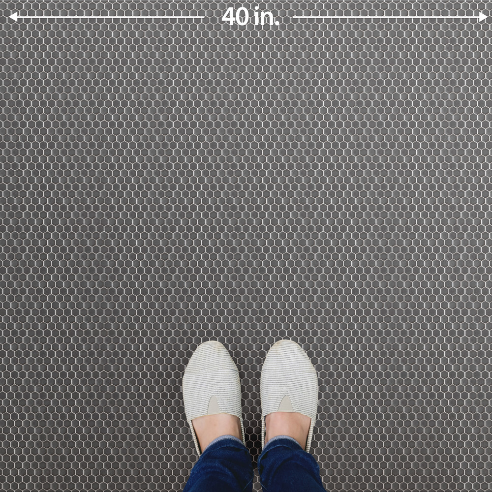 Sample – Colmena Hex Gunmetal Porcelain Mosaic Tile