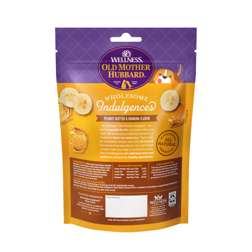 Old Mother Hubbard Wholesome Indulgences Peanut Butter & Banana Flavor back packaging