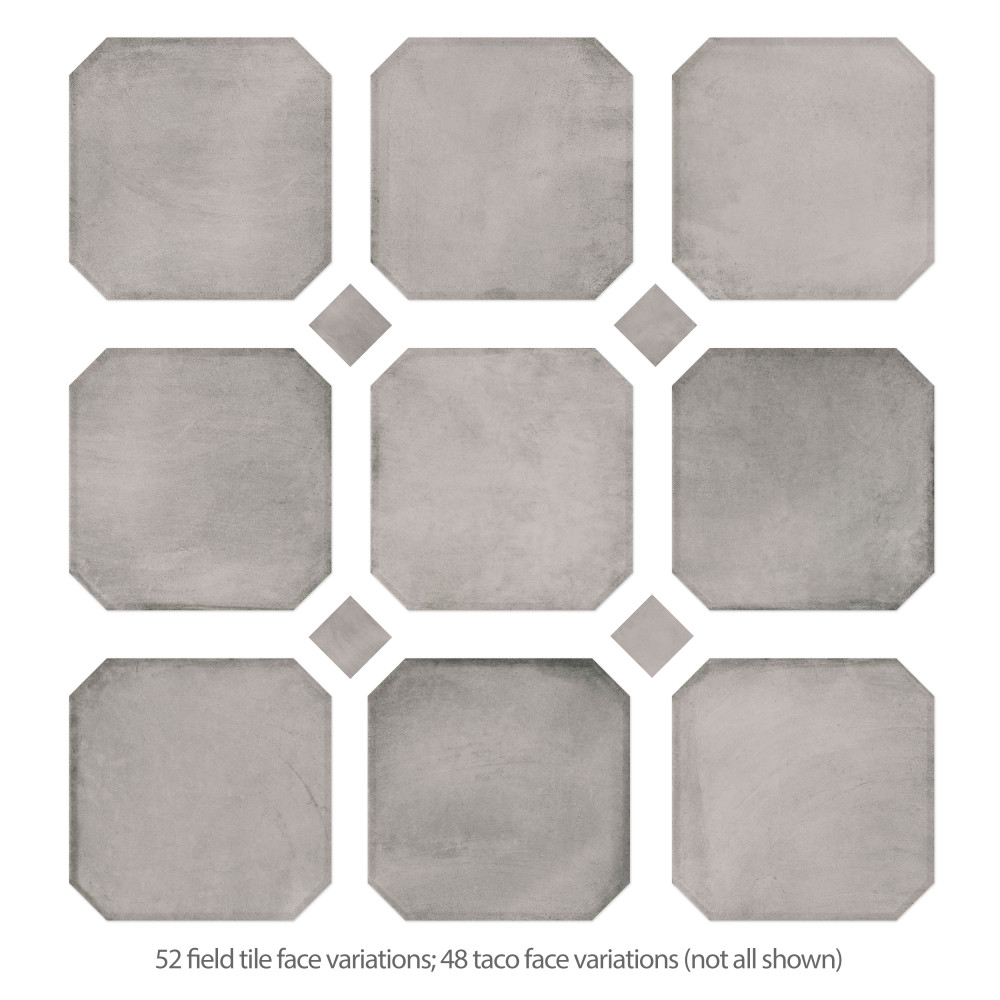 Laverton Octagon Gris with Taco Gris 7-7/8 in. x 7-7/8 in. Porcelain Floor and Wall Tile