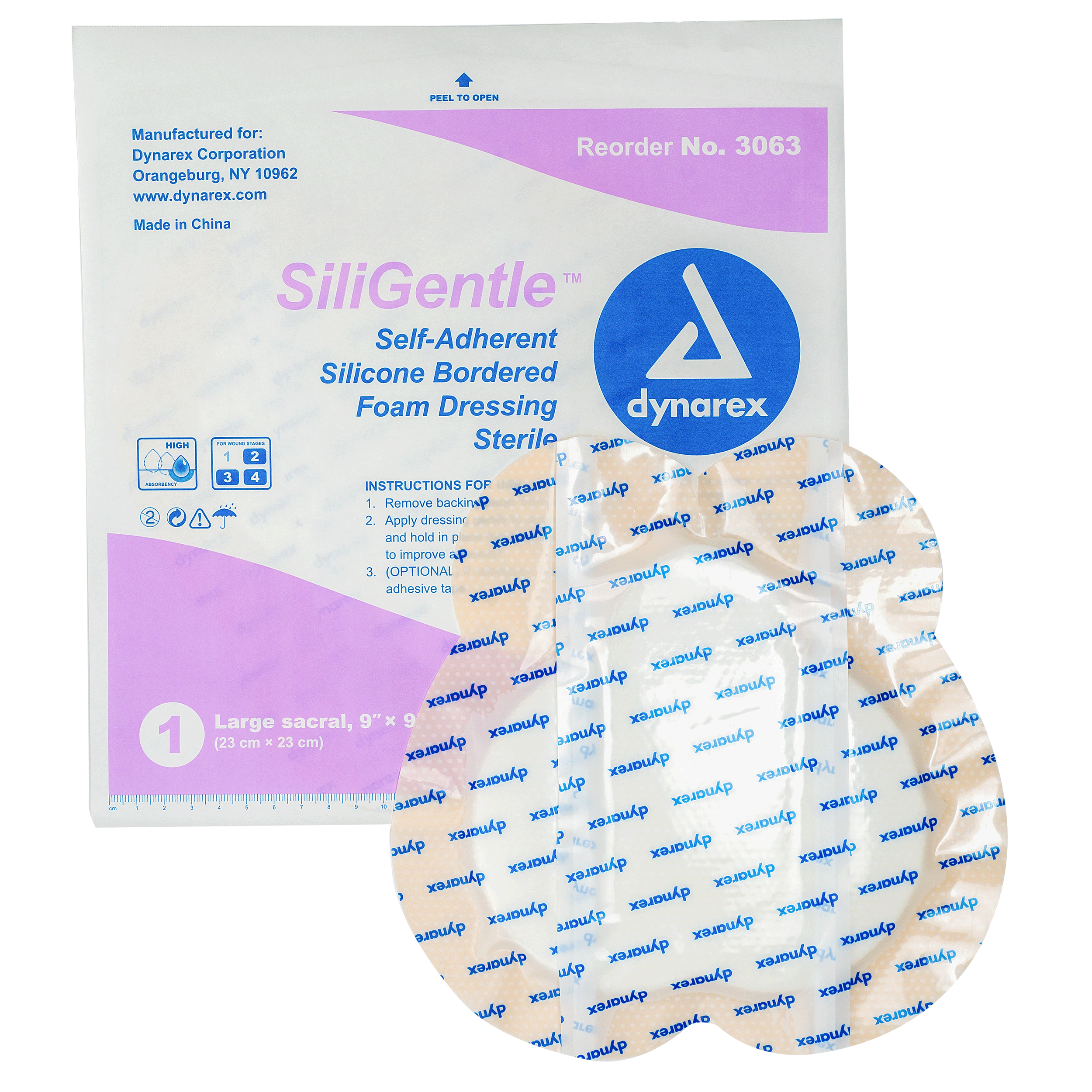 SiliGentle™ Silicone Bordered Foam Dressings - Lg Sacral - 9 x 9in