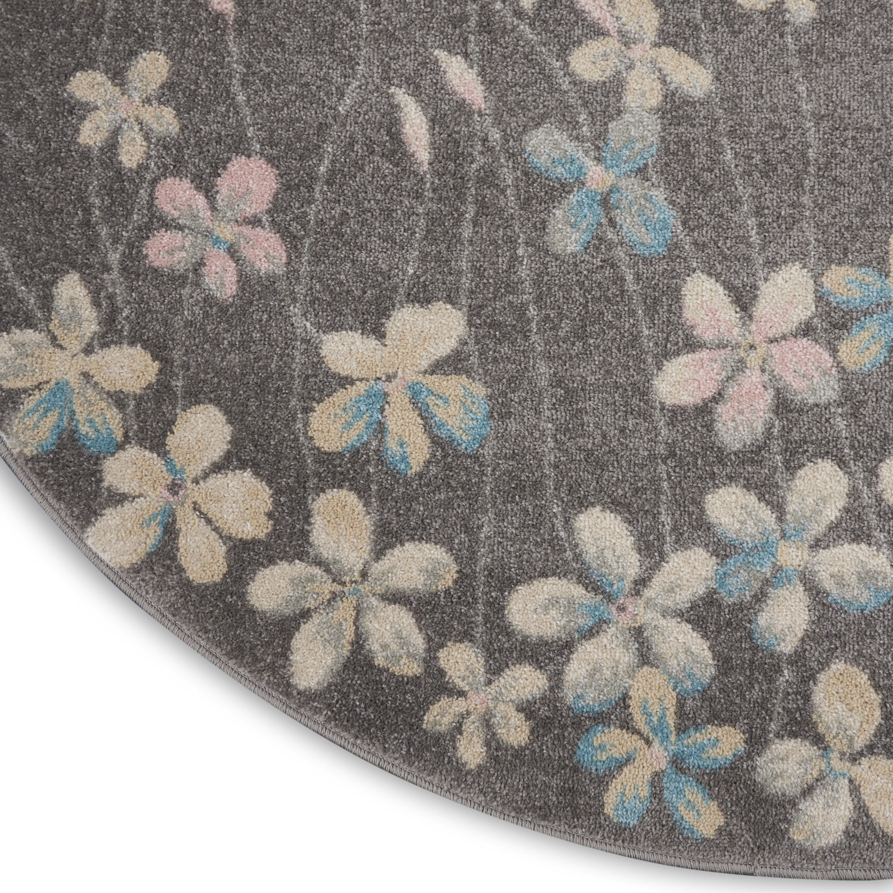 Nourison Tranquil 5'3" x Round Grey Beige Contemporary Indoor Rug