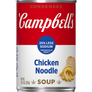 Campbell’s® Condensed 25% Less Sodium Chicken Noodle Soup, 10.75 oz Can (Case of 12)