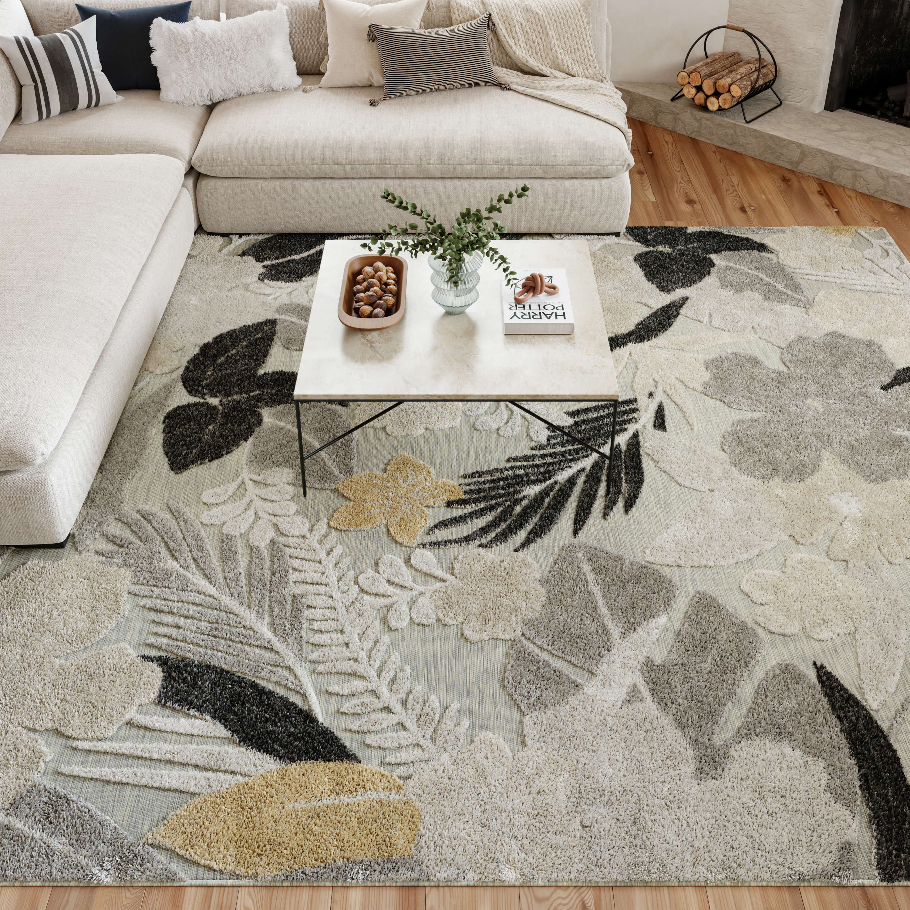 Nourison Suncoast 7'10" x 9'10" Grey Tropical Rug