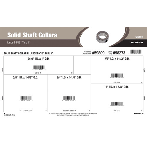 Large Solid Shaft Collars Assortment