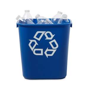 Rubbermaid Commercial, Deskside Recycling, 3.25 gal, Resin, Blue, Rectangle, Receptacle