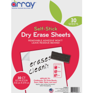Dry Erase Sheets, Self-Adhesive, White, 8-1/2" x 11", 30 Sheets