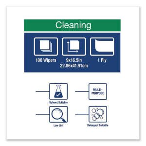 Tork, W24 Low-Lint, 1 ply, 9.0"x16.50", Nonwoven Fabric, General Purpose Wipers, Turquoise