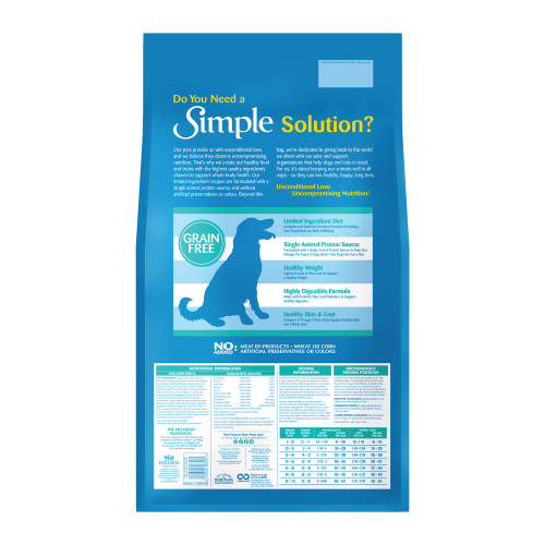 Wellness Simple Grain Free Healthy Weight Salmon and Peas Recipe back packaging