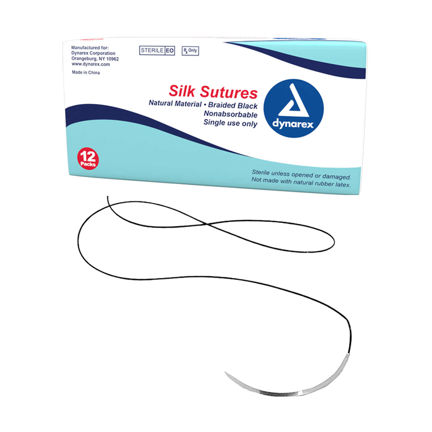 Braided Black Silk Sutures-Non Absorbable Black, 4-0, C6 Needle, 18