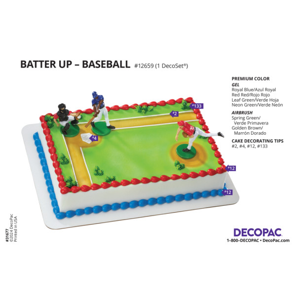 Batter Up Baseball Cake Decorating Instruction Card