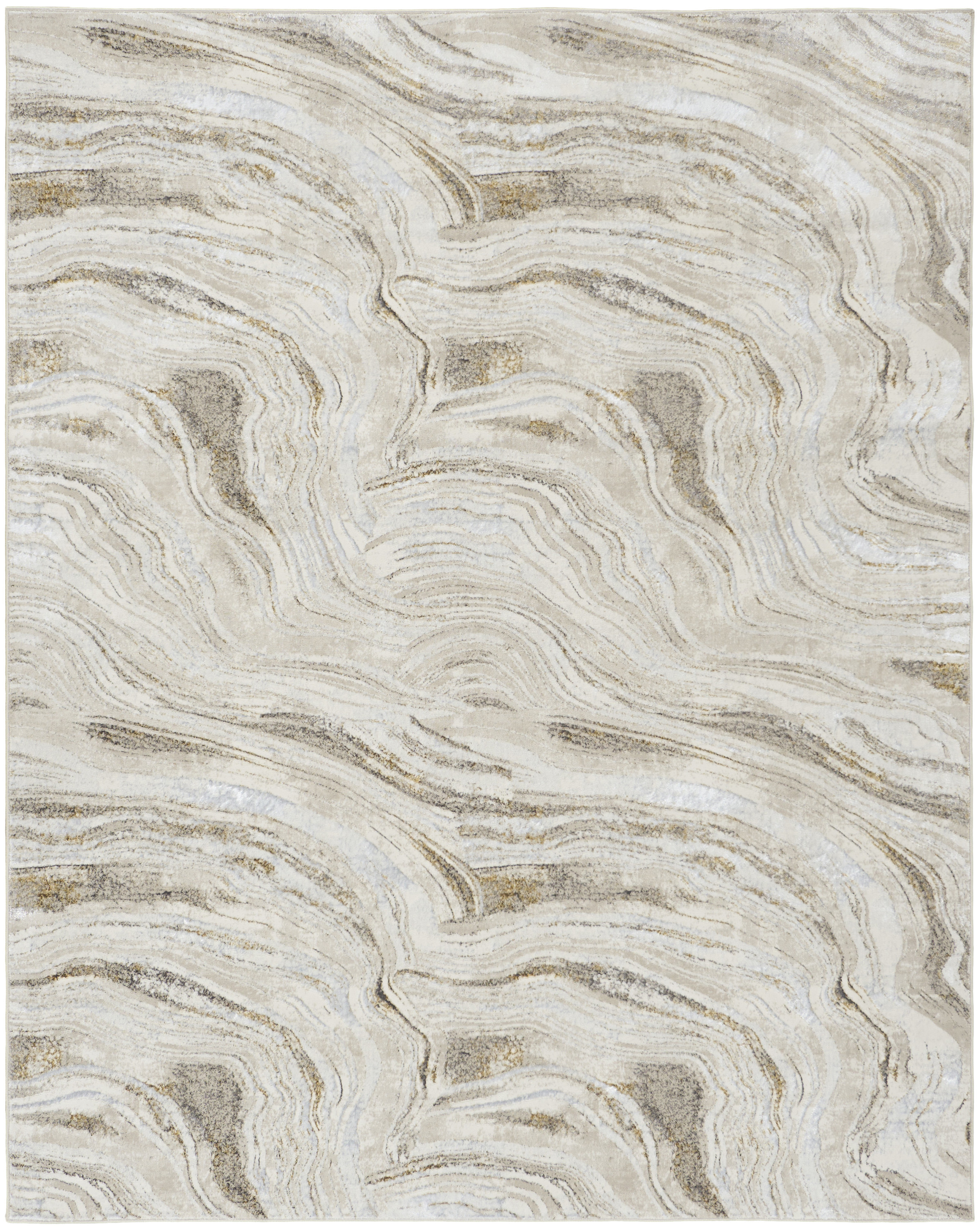 Nourison Glitz 7'10" x 9'10" Grey Gold Modern Indoor Rug