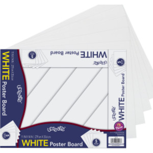 Poster Board, White, 11" x 14", 5 Sheets
