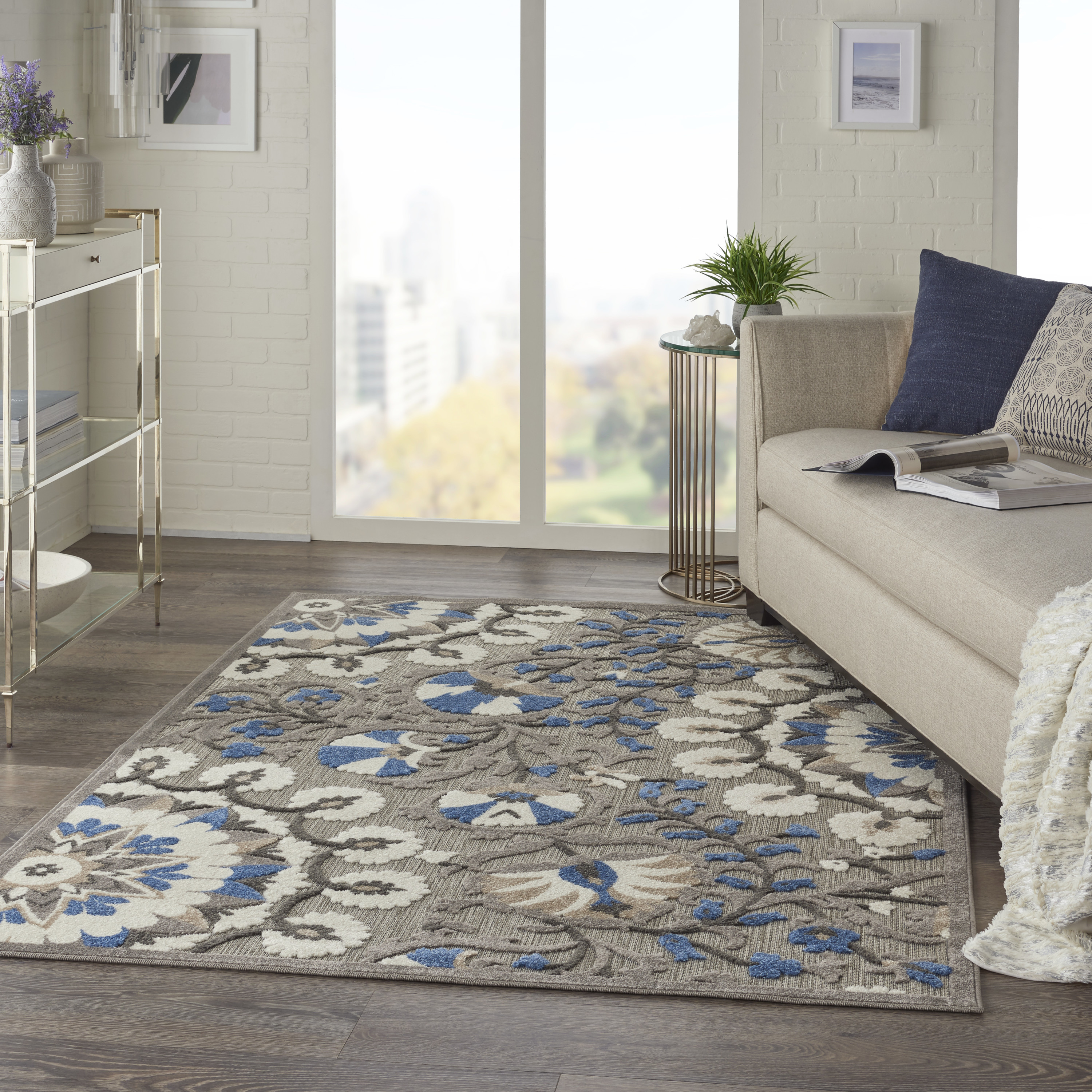 Nourison Aloha 3'6" x 5'6" Grey Multicolor Transitional Rug
