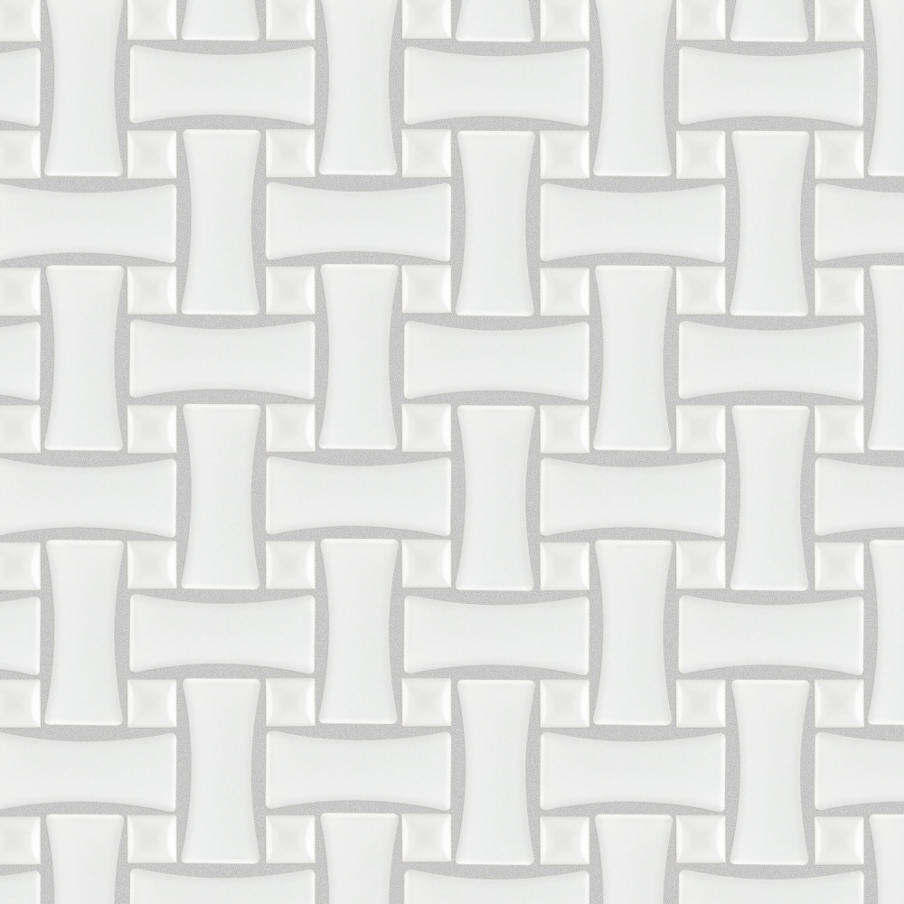 Metro Dog Bone Basketweave Matte White w/Glossy White Dot 10 in. x 10 in. Porcelain Mosaic Tile