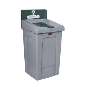 Rubbermaid Commercial, Slim Jim®, Compost Waste , 33 gal, Resin, Green, Square, Receptacle