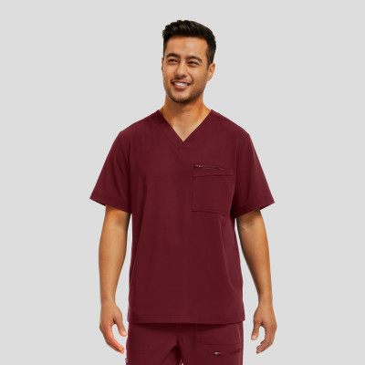 White Cross CRFT WT151 Men&#8216;s Breathable 4-Pocket V-Neck Scrub Top-White Cross