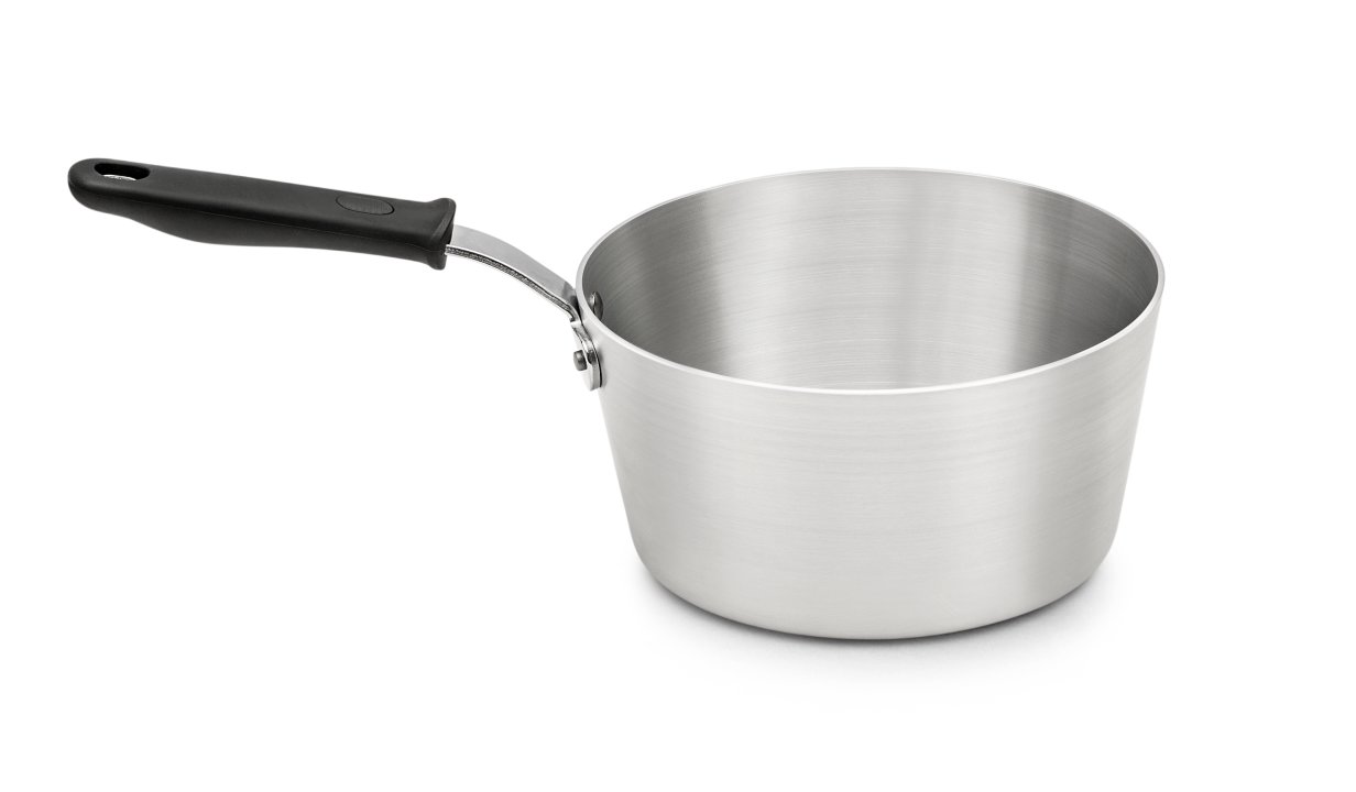 3 ¾-quart Wear-Ever® tapered aluminum saucepan with natural finish and silicone handle