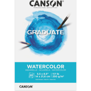 Graduate Watercolor Pad, Foldover Binding, 20 Sheet, 5.5x8.5 inch, 1 Count
