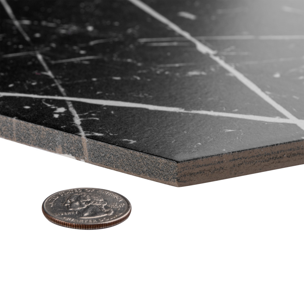 Timeless Marquina Hex 8-5/8 in. x 9-7/8 in. Porcelain Floor and Wall Tile