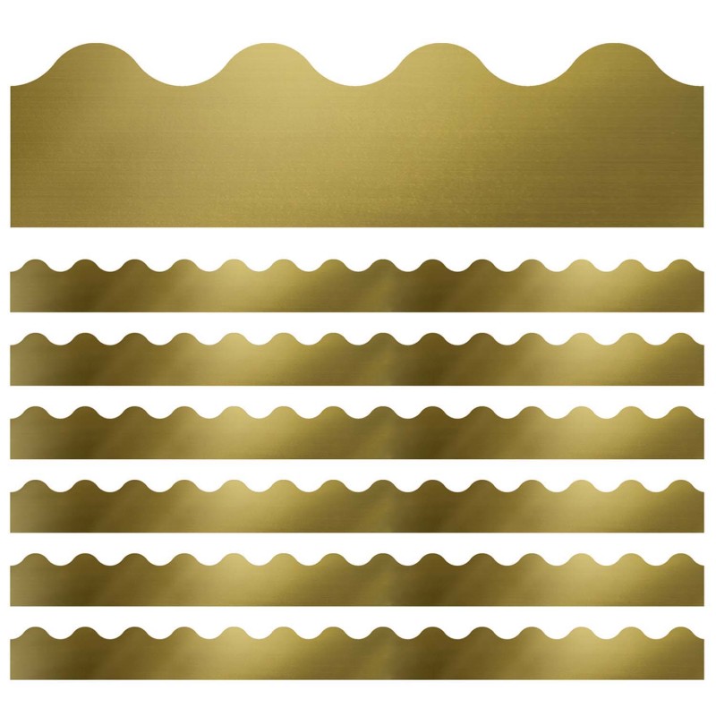 Sparkle + Shine Gold Foil Scalloped Border, 39 Feet Per Pack, 6 Packs