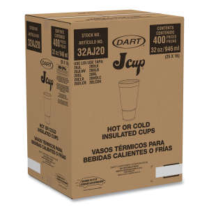 Dart, Horizon Hot or Cold Insulated Foam Drink Cups, 32 oz, Teal/White