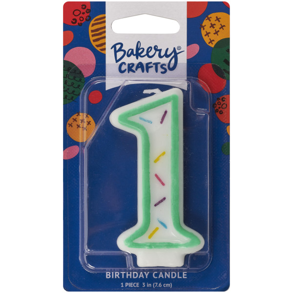 1 Green Sprinkle Numeral Candles
