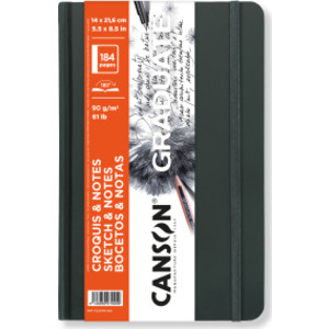 Graduate Sketch & Notes Art Book, Dark Gray, Hard Cover Binding, 92 Sheet, 5.5x8.5 inch, 1 Count