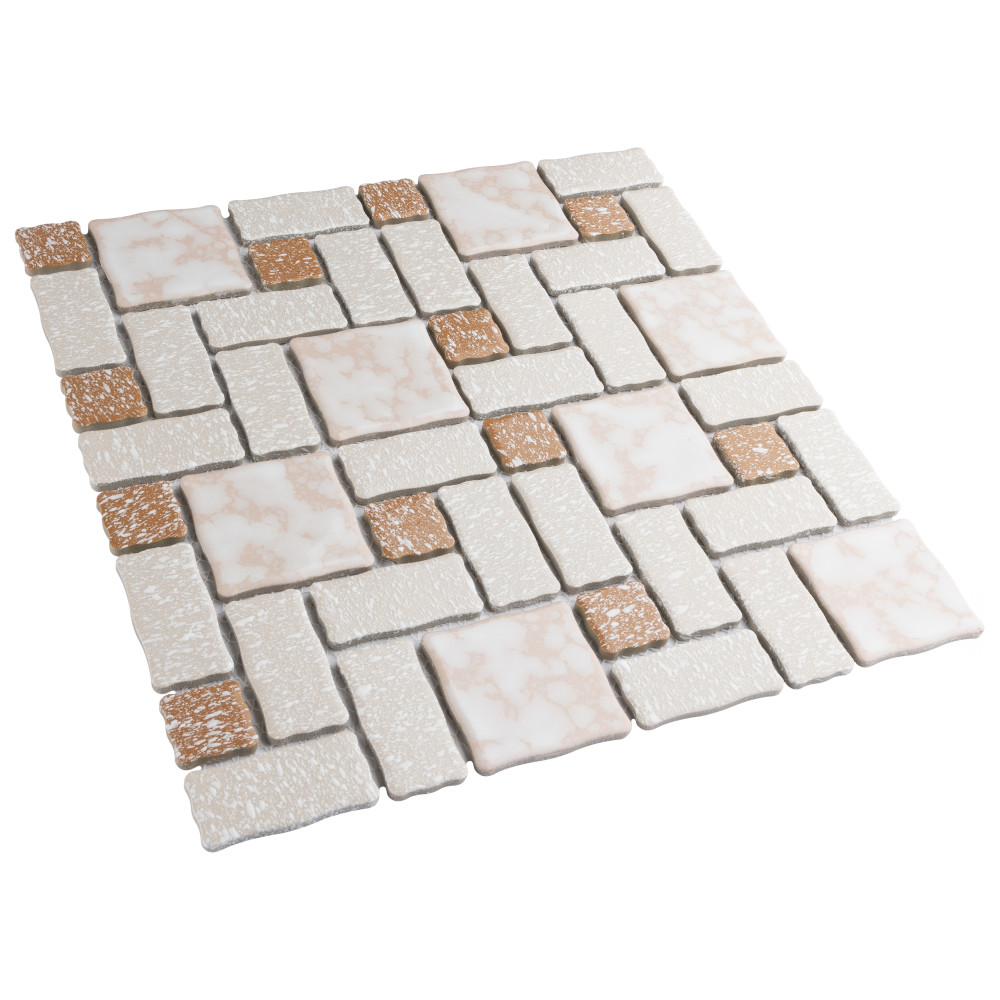 Academy Beige 11-7/8 in. x 11-7/8 in. Porcelain Mosaic Tile