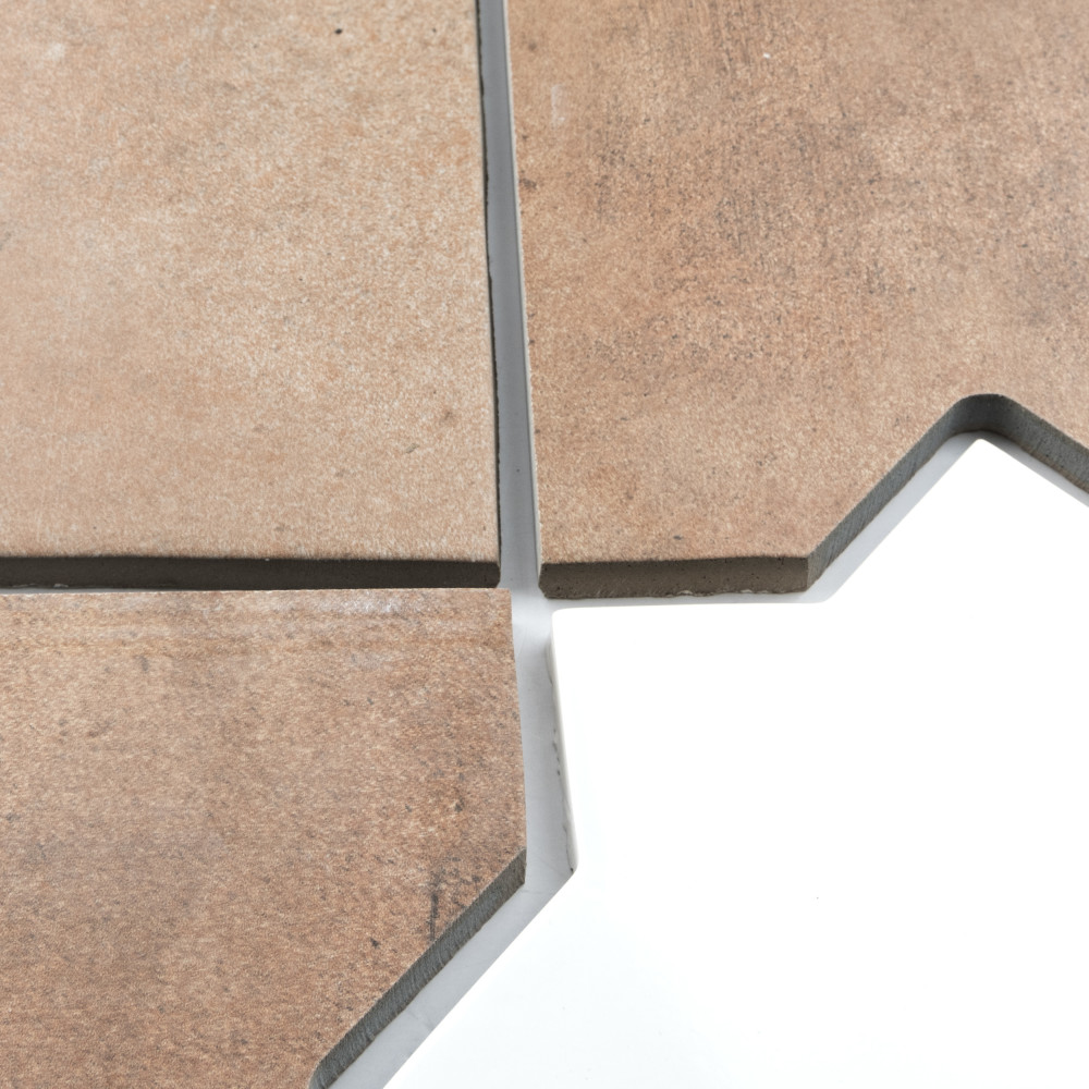 Argile Bordeaux Ferrara with Losanga and Bianco Star 24-5/8 in. x 24-5/8 in. Porcelain Floor and Wall Tile
