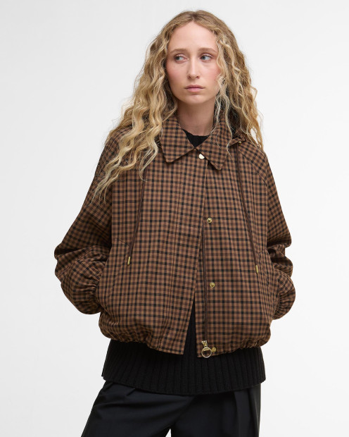 Audrey Showerproof Jacket Vicuna Gingham Check