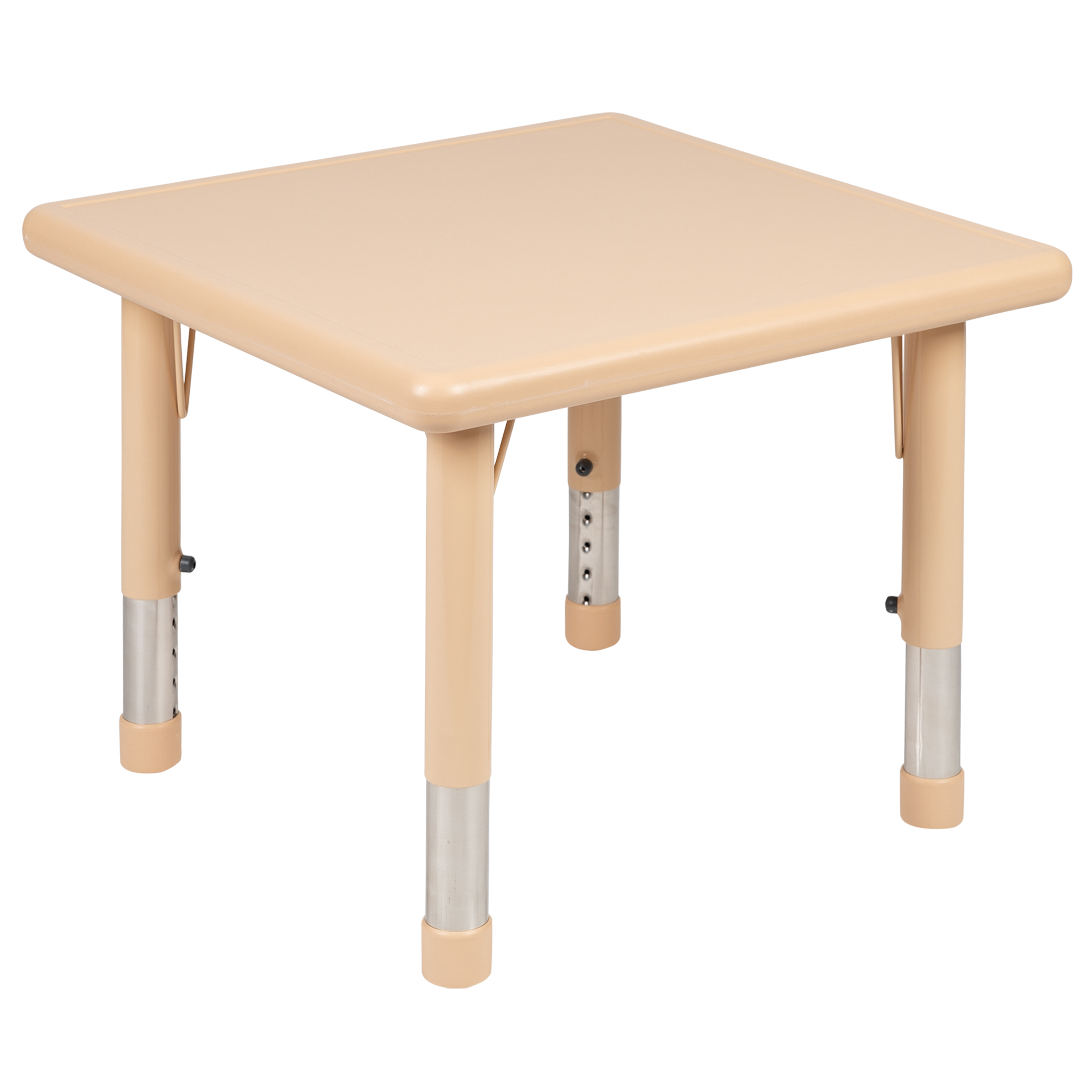 24" Square Natural Plastic Height Adjustable Activity Table - School Table for 4 - Picture 17 of 28