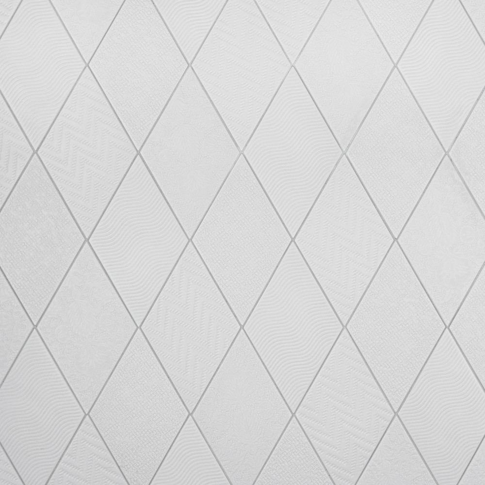 Rhombus White 5.5x9.5 Rhombus Porcelain Floor and Wall Digital Pattern