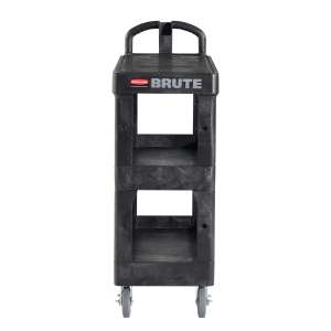 Rubbermaid Commercial, BRUTE 3-Shelf Heavy Duty Ergo, Small, Utility Cart, Black