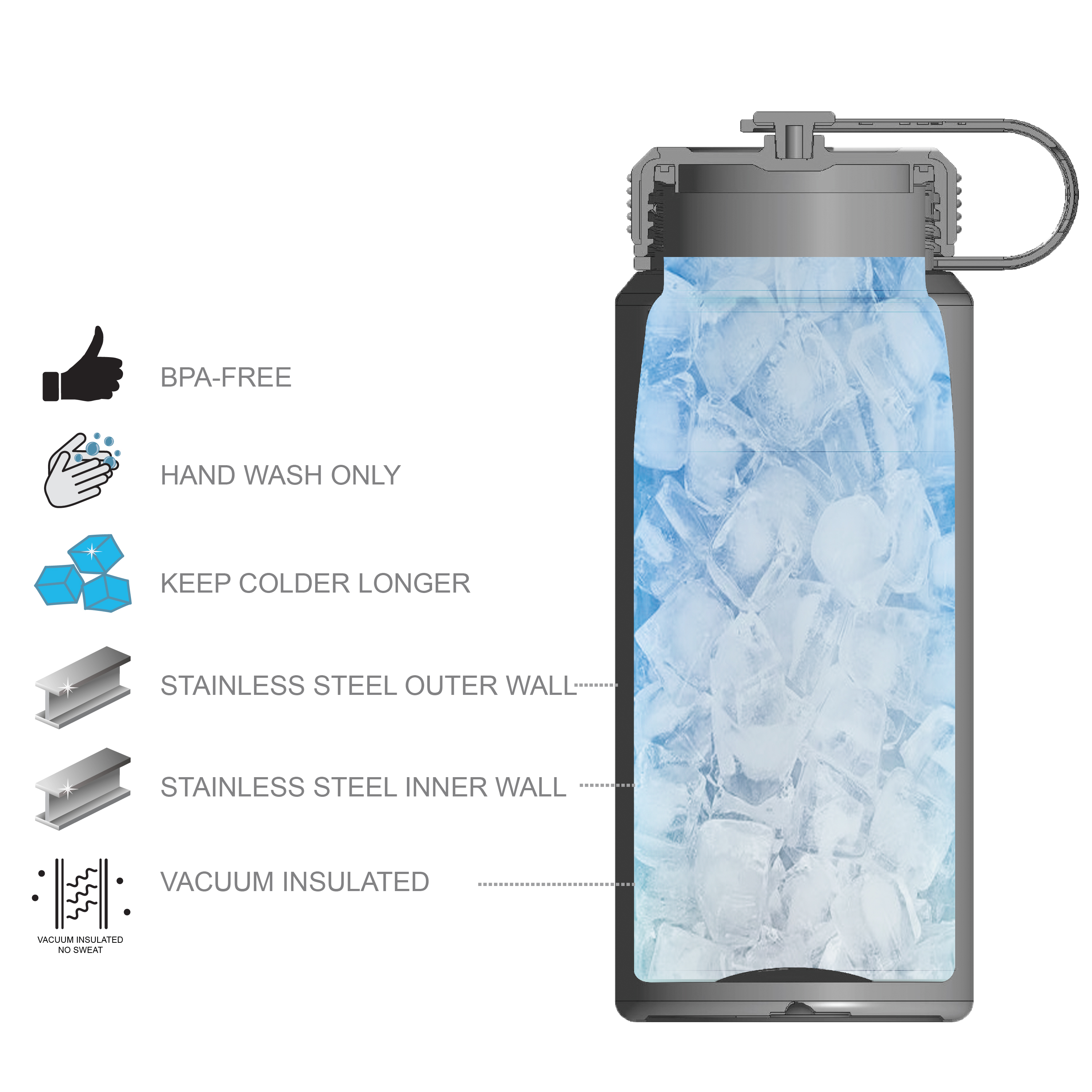 Xbox 24 ounce Vacuum Insulated Stainless Steel Water Bottle, For the Win slideshow image 6 Xbox 24 ounce Vacuum Insulated Stainless Steel Water Bottle, For the Win slideshow image 6
