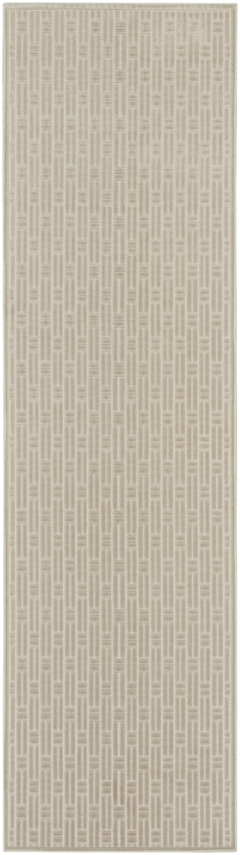Nourison Washable Charm 2'2" x 10' Silver Ivory Modern Indoor Rug