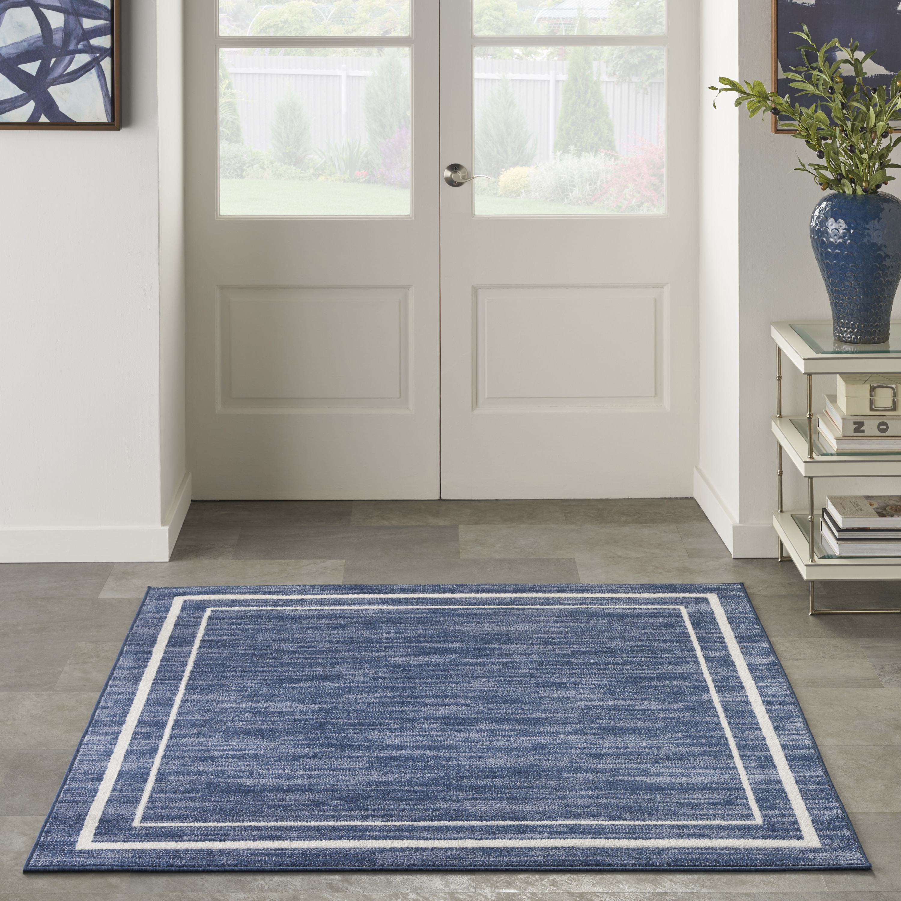 Nourison Nourison Essentials 5' x Square Navy Ivory Contemporary Rug