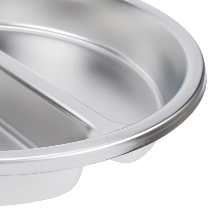 4-quart divided two-compartment round stainless steel pan